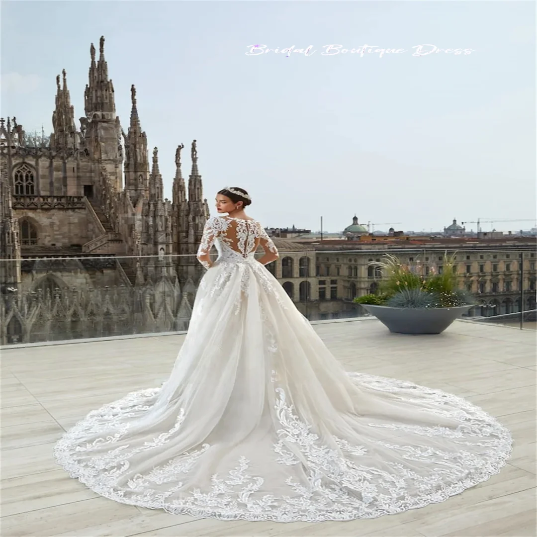 맞춤형 고급 인어 웨딩 파티 드레스 여성용 탈부착 가능한 트레인 우아한 레이스 아플리케 신부용 트레인 드레스