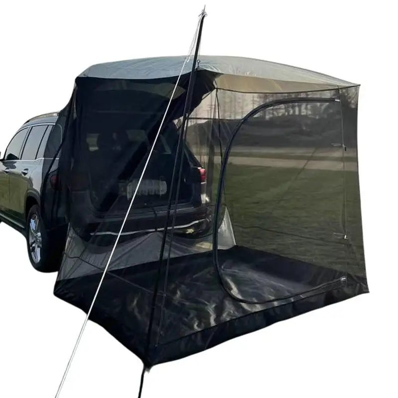 Car Rear Tent Awning With Mesh Car Tailgate Tents With Rainfly Portable UV-proof Camping Shelter With Netting Roof Top Tent