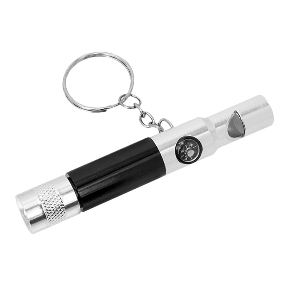 Survival Whistle With Compass Flashlight Multifunctional Outdoor Safety Tool For Camping Hiking Emergency Aluminum Alloy