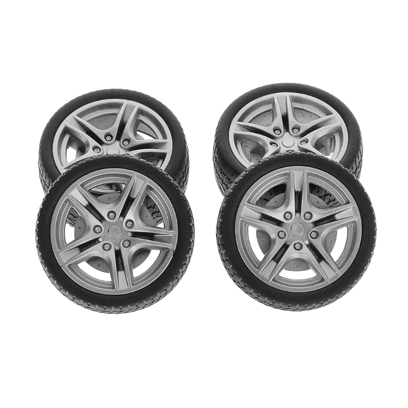 4pcs 48mm Simulation Rubber Wheel Tire Wheel Toy Model DIY Spare Parts