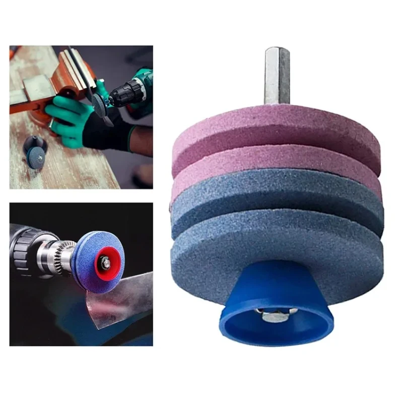 Lawn Mower Sharpener Universal Grinding Drill Tool Double-layer Grinding Wheel Lawn Mower Blade Sharpener Faster Knife Sharpener