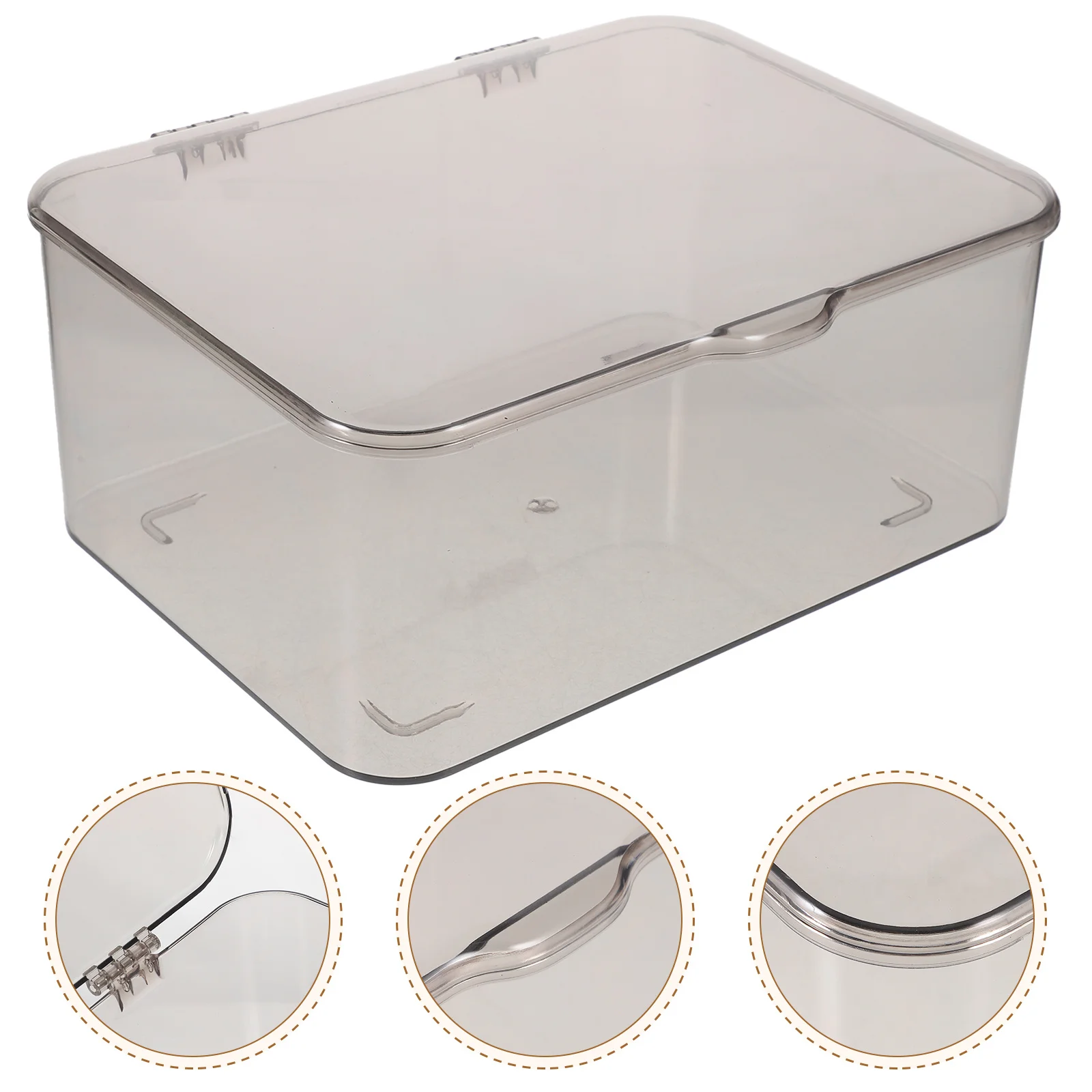 

Flip Top Storage Box Clear Plastic Organizer For Home Office Desktop Tea Set Makeup Pen Holder Lidded Container