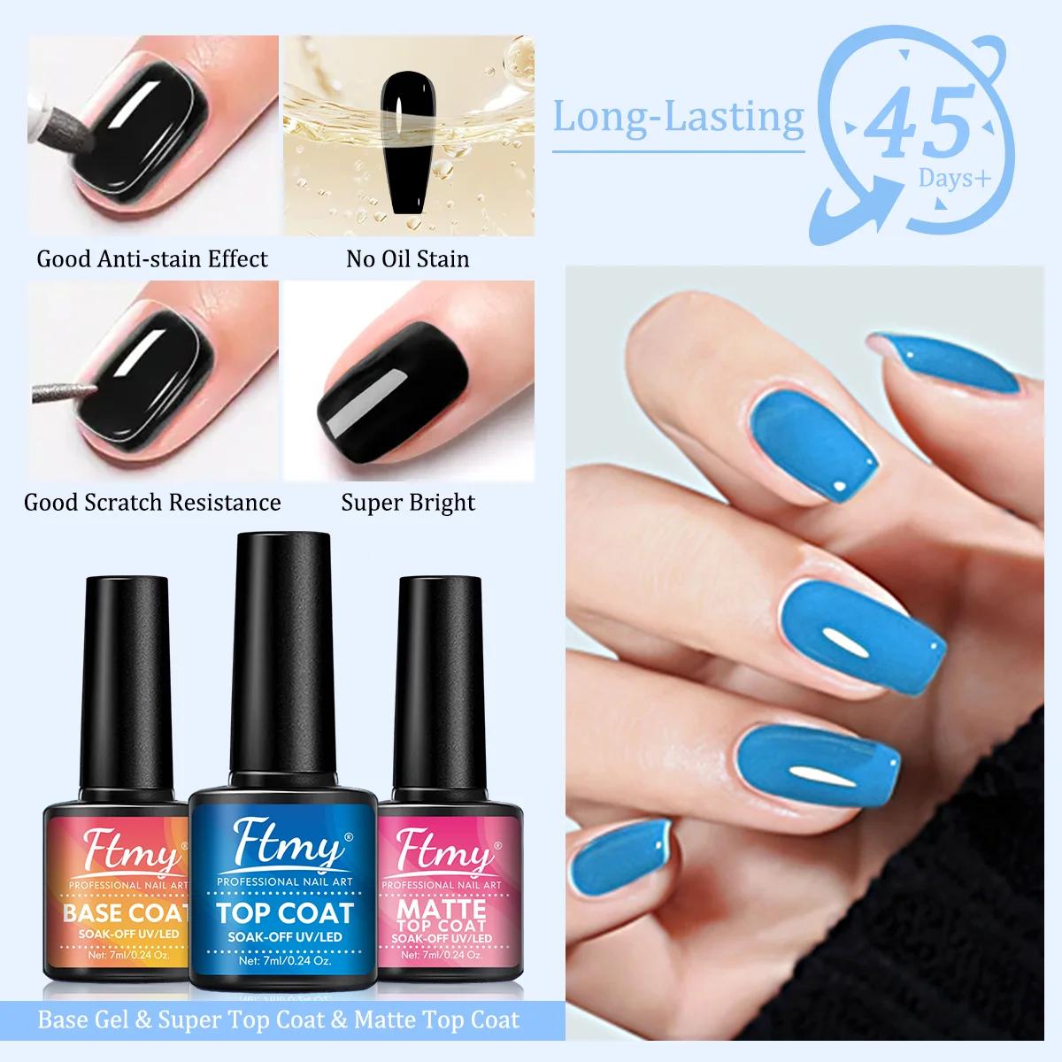 معطف علوي لتقوية طلاء الأظافر من الجل سعة 0.24 أونصة - زجاج شفاف، لمعان طويل الأمد، يتطلب معالجة بالأشعة فوق البنفسجية/LED، خالي من الفورمالديهايد، مثالي #2