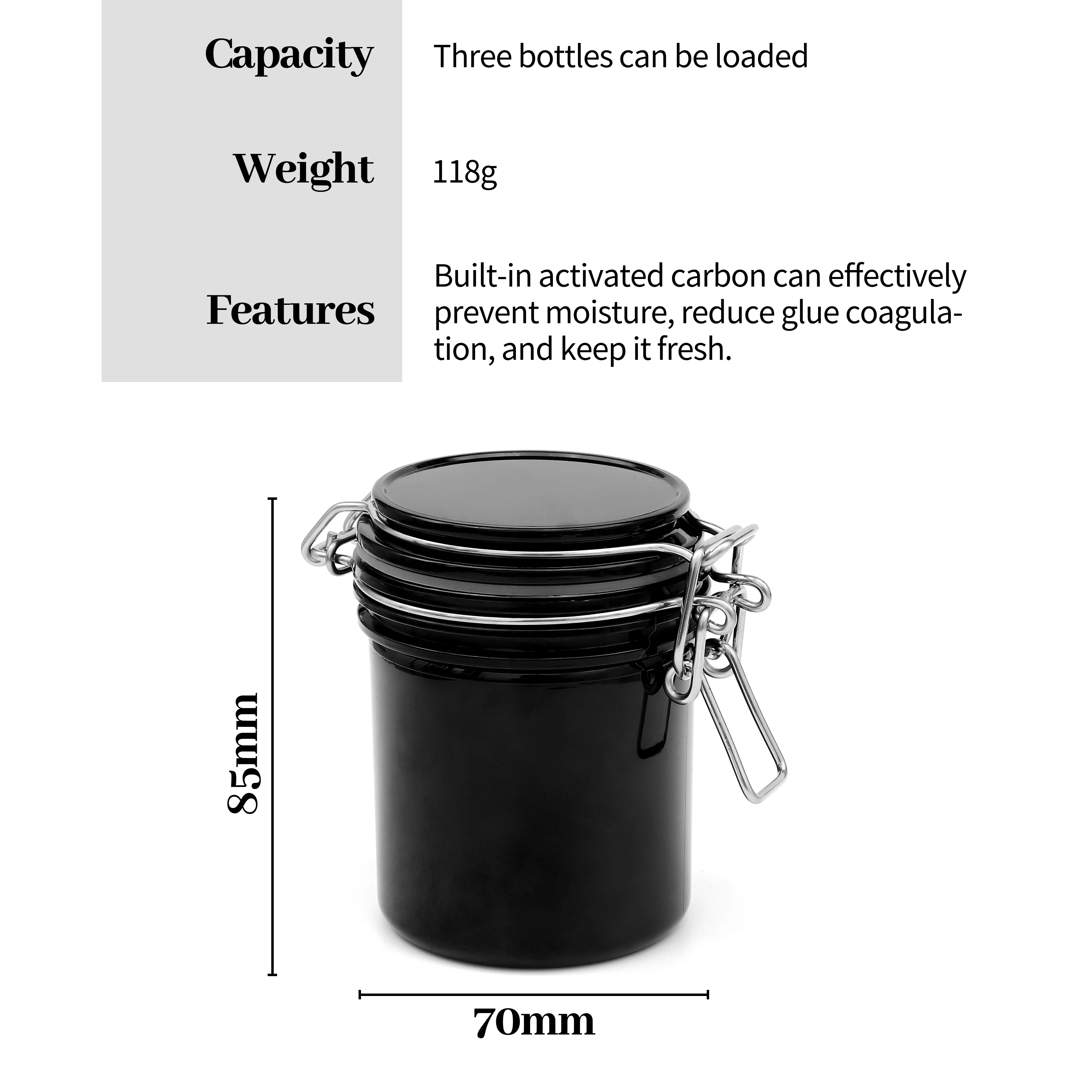 EyeLash Glue Storage Container Airtight Adhesive Holder for Eyelash Extensions Glues Hold 3 Adhesives Sealed Jar Tank Box