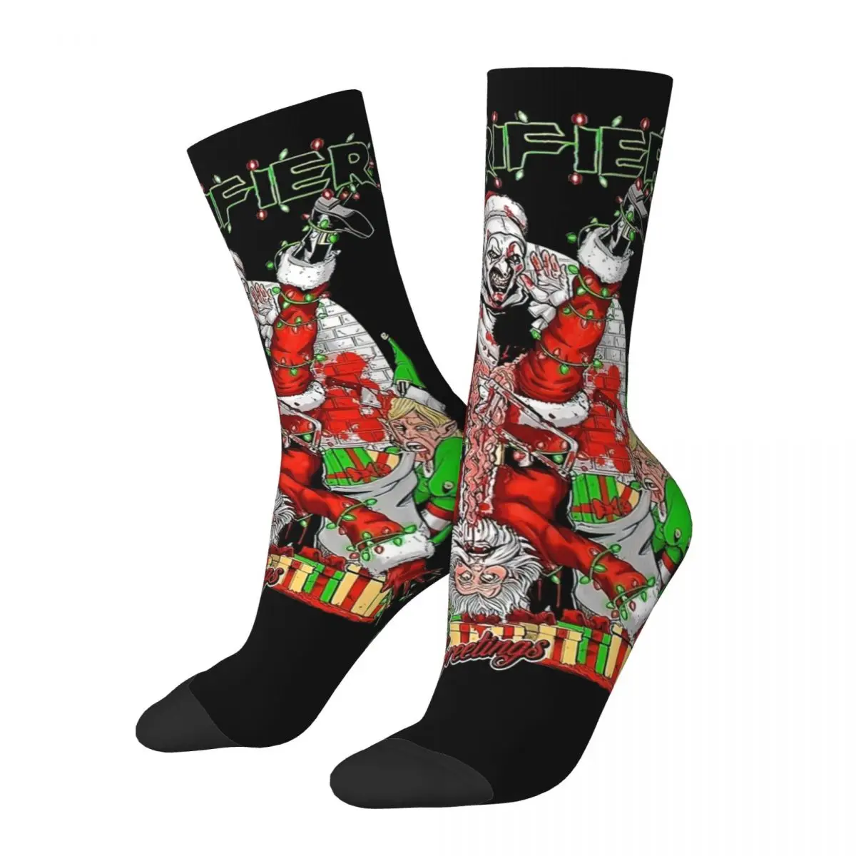 Winter Warm Colorful Unisex Terrifier Christmas Art The Clown Socks Horror Halloween Non-slip Football Socks