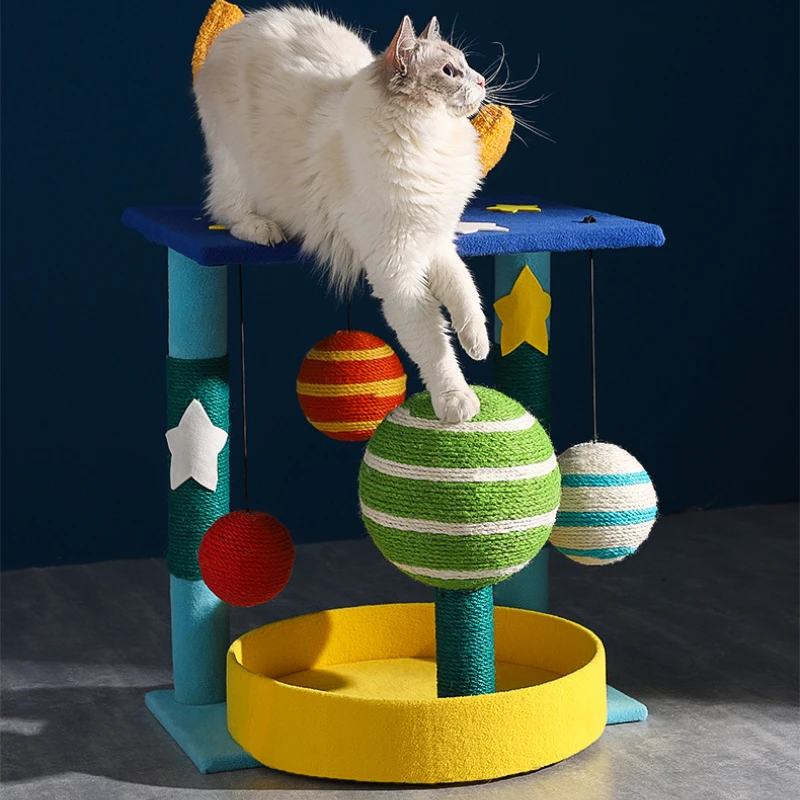 Creative Planet Cat Climb, Small Cat Tree, Integrated Sisal Pet Scratching Board, Tower Scrapers for Pets, Playground Nest