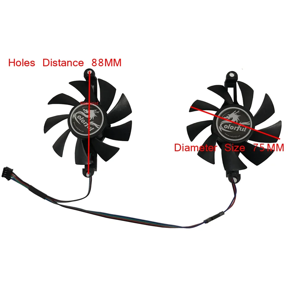 2Pcs/Set,88mm Mounting Holes Pitch,75MM Diameter,Graphics Video Card Fan,For VEINEDA gtx1060 GTX 1060 6GB 192Bit GDDR5