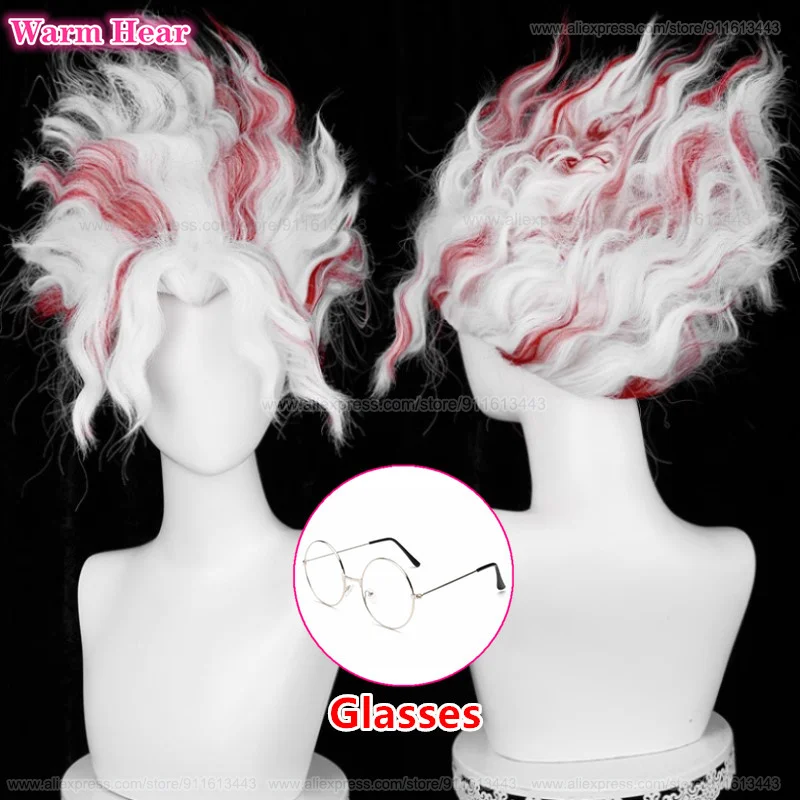 

Anime Okarun Occult Kun Synthetic 42cm White And Red Highlights Wig Ken Takakura Heat Resistant Hair Party Cosplay Anime Wigs