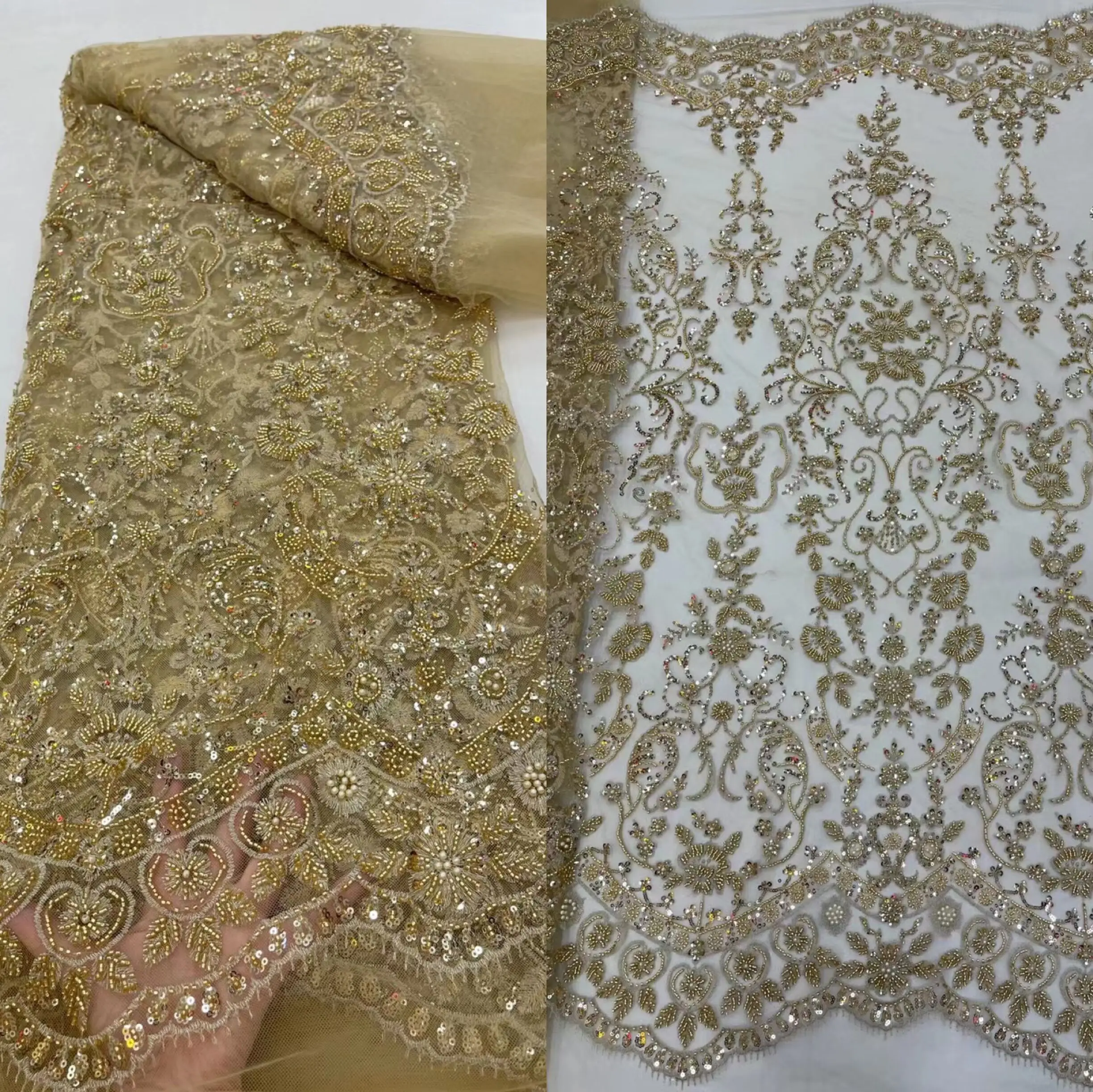 

Женский кружевной материал, вышивка, тюль, французская сетчатая кружевная ткань с бусинами и блестками для свадьбы