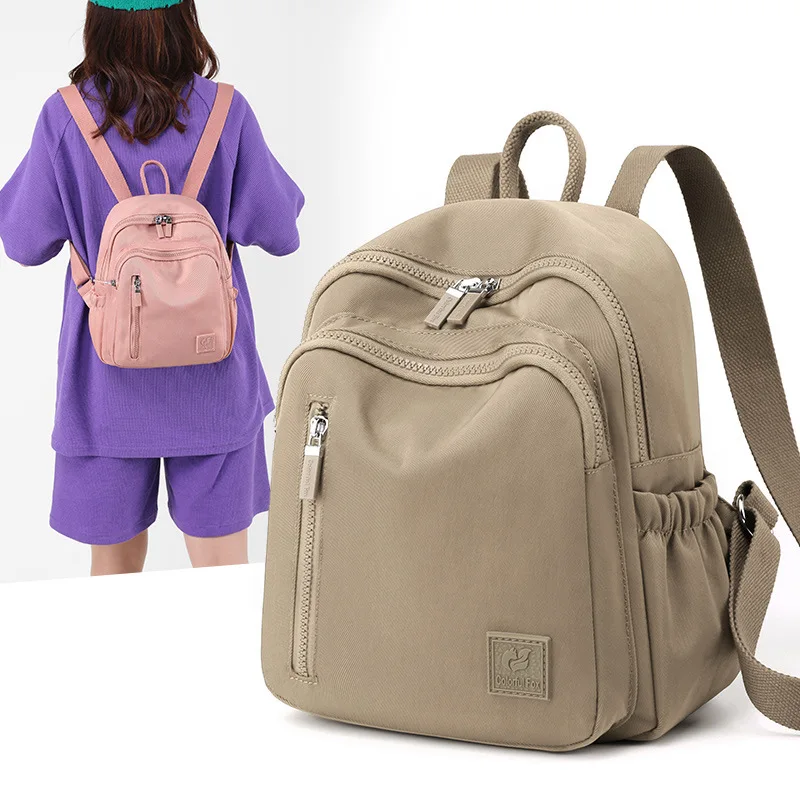 Mochila de nylon impermeável feminina, bolsas escolares estilo preppy para meninas, bolsa de viagem pequena, moda feminina, 2024