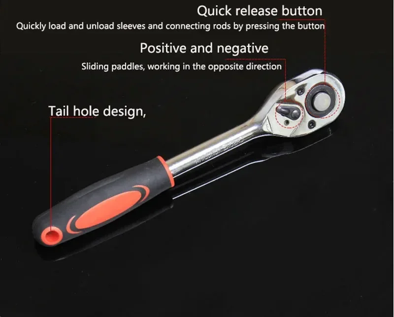 TINSOL 1/4'' 3/8'' 1/2'' Steckschlüssel-Set Verlängerungsstange Multifunktions-Ratschen-Schraubenschlüssel Auto-Motorrad-Reparatur-Handwerkzeug-Set – Detail 14