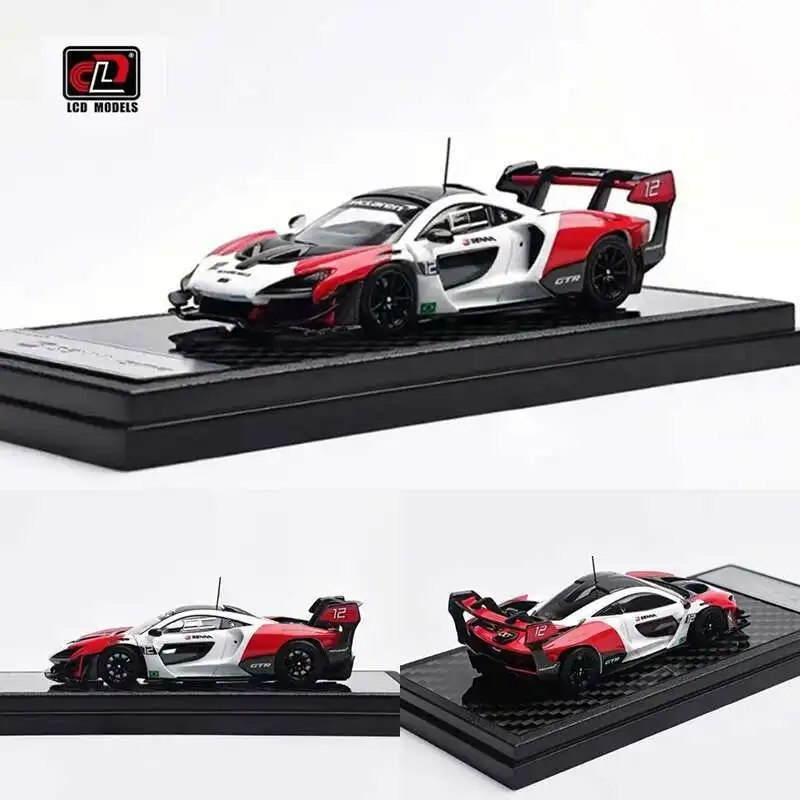 

PreSale LCD 1:64 Senna GTR WHITE RED Diecast Diorama Car Model Collection Miniature Toys