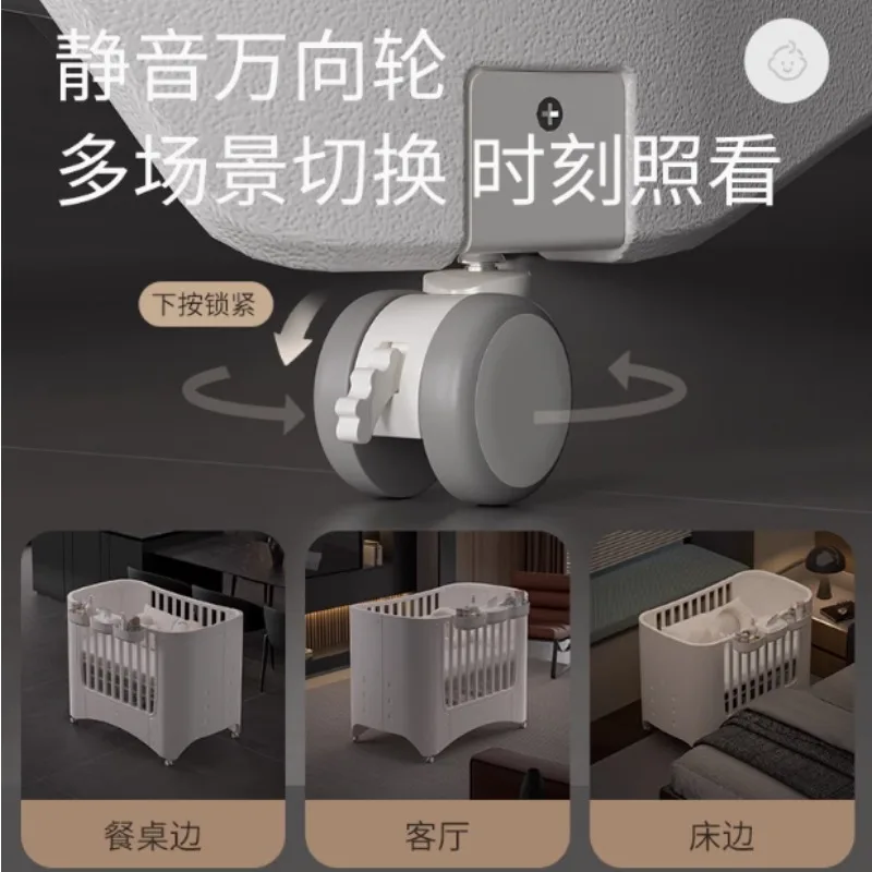 CPull-Lit d'épissage mobile réglable pour bébé, lit de jeu multifonctionnel, table à couches