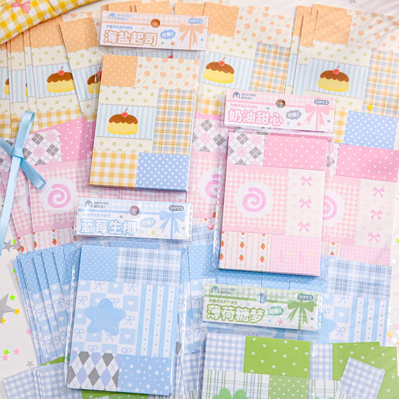 Tear-off Sticky Notes Korean Illustration Student Convenience Note Record Memo Message Sticky Note Paper Memo Pad Stationery