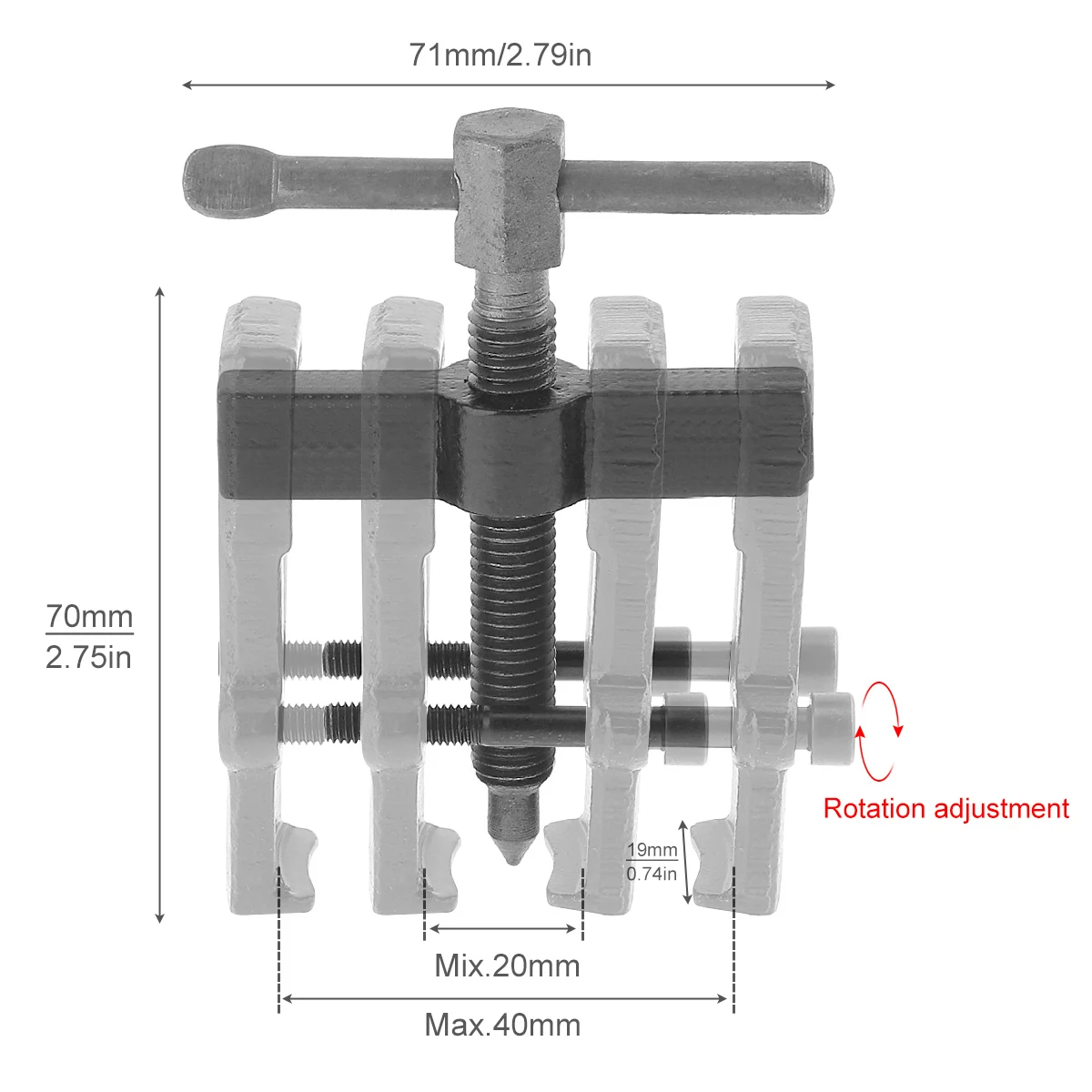 2 Inch Black Two Claw Puller Separate Lifting Device Pull Bearing Auto Mechanic Hand Tools for Bearing Maintenance Claw Puller