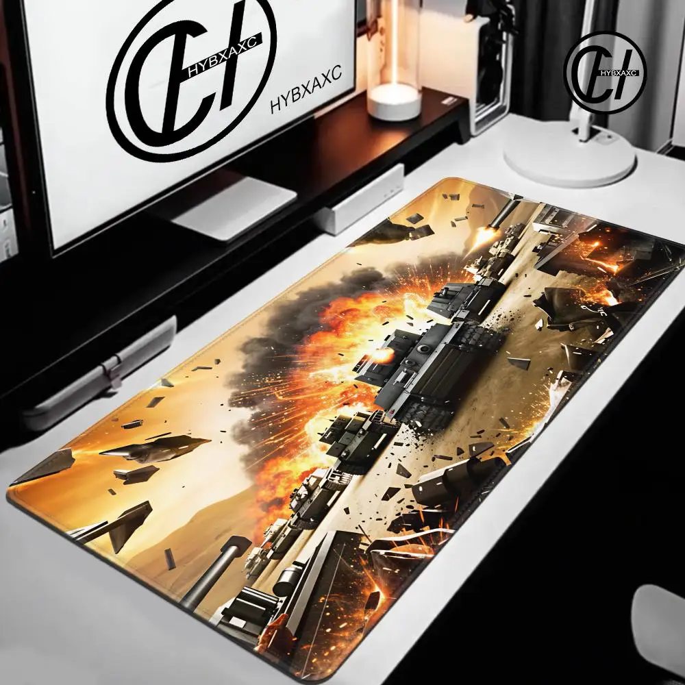 Armored Battle Tank Gaming Mouse Pad Large Anti Slip Desk Mat Stitched Edge Rubber Keyboard Mat for PC Laptop Office Game