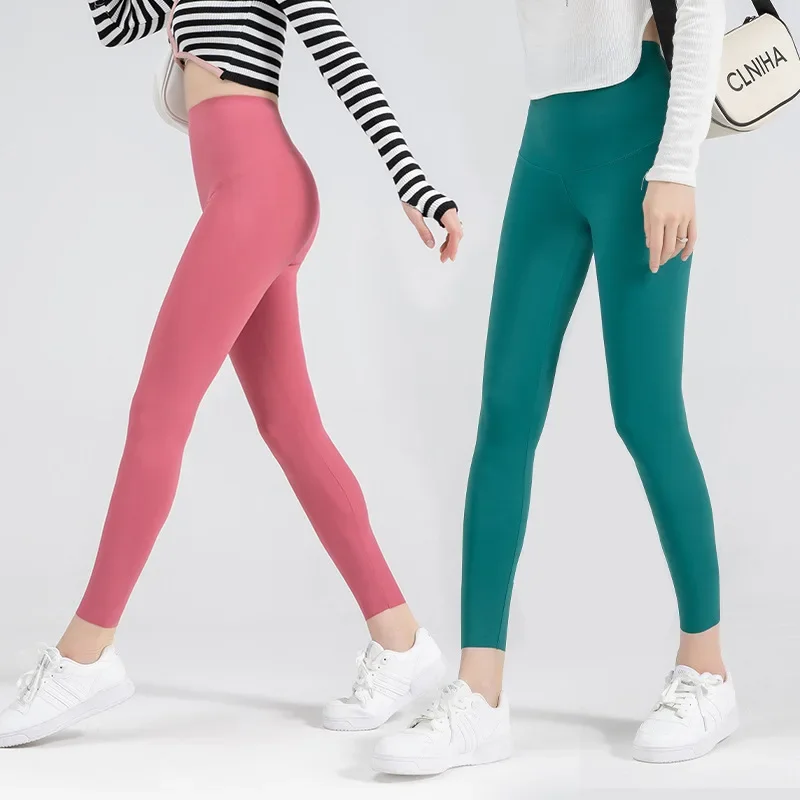 Leggings ligeros de cintura alta con control de barriga, pantalones de compresión de entrenamiento ajustados elásticos, medias