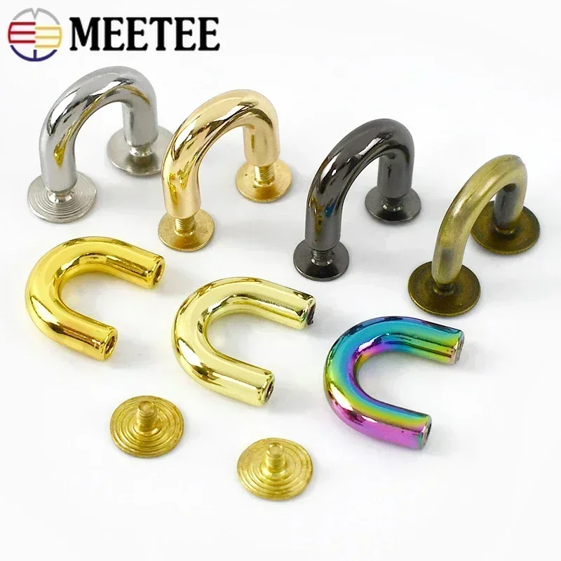 5-20Pcs Metal Arch Bridge Screws Buckles Handbag Strap Stud Connector Clasp Webbing Hooks DIY D Ring Hardware Accessories