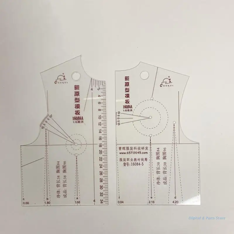 Juego 3 piezas 1:5 regla transparente diseño Plantilla dibujo DIY ropa