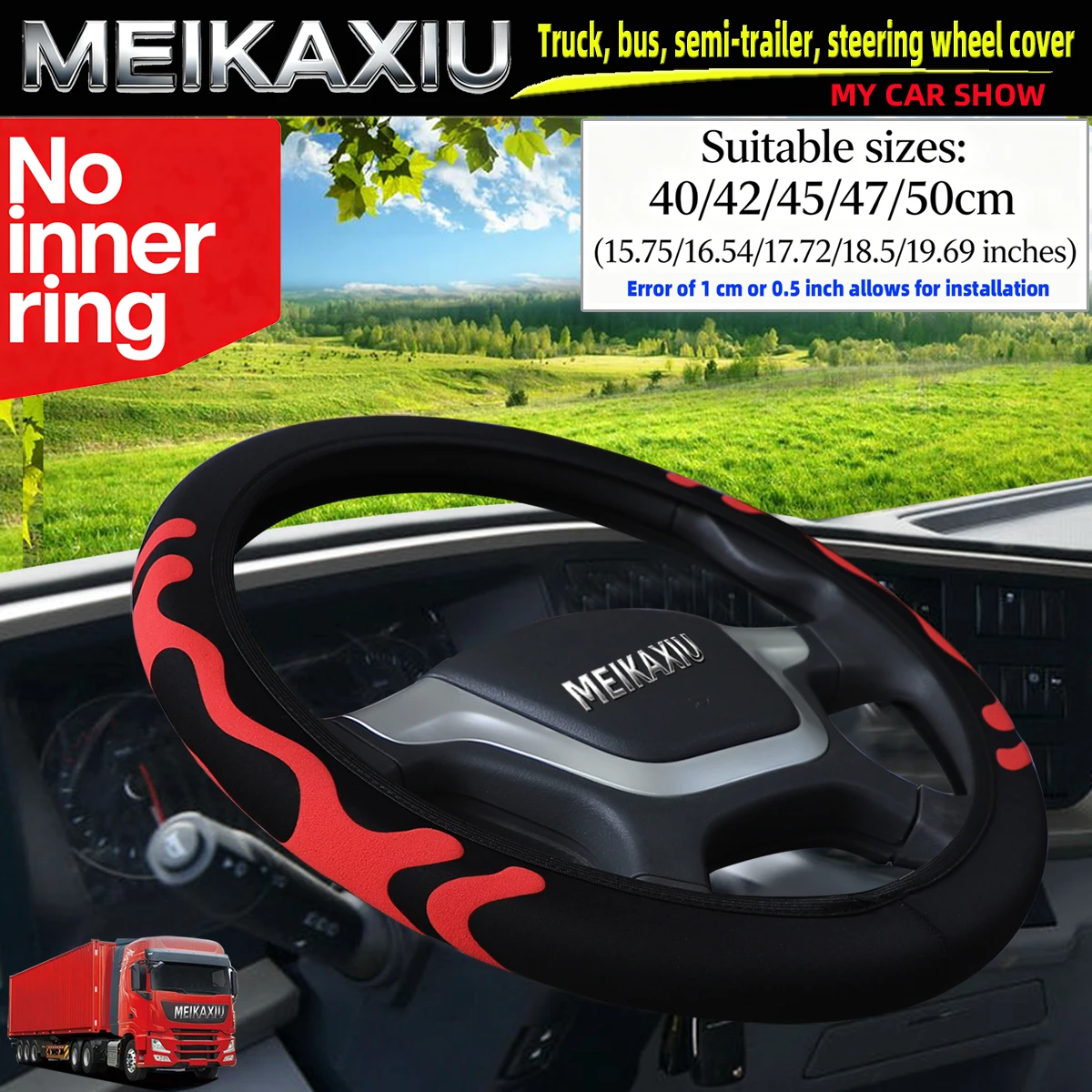 Large Fabric Upholstery Steering Wheel Cover for Truck Van Bus- Durable Car Accessory in Multiple Sizes (40/42/45/47/50cm)
