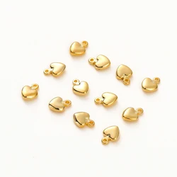 Mini Pingentes De Coração para Fazer Jóias, 14K 18K Cor De Ouro, Latão Chapeado, Brinco Artesanal, Componentes DIY, Descobertas, 20PCs
