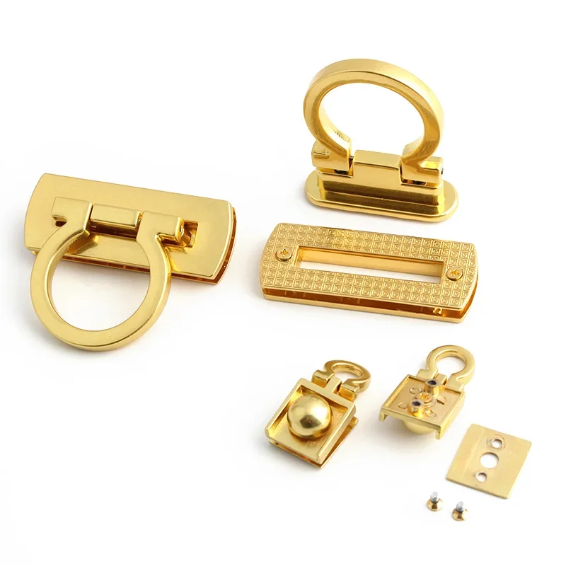 1-5Sets K Gold,Satin Gold,Chrome Metal Closure Locks Clasp Buckle Replacement Bags Shoulder Purse Handbags DIY Craft Accessories