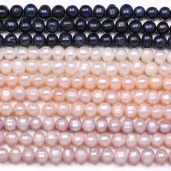 6-7mm 100% Round Natural Freshwater Pearl White Black Purple Pink Spacer Bead for Jewelry Making DIY Necklace Bracelet Accessory