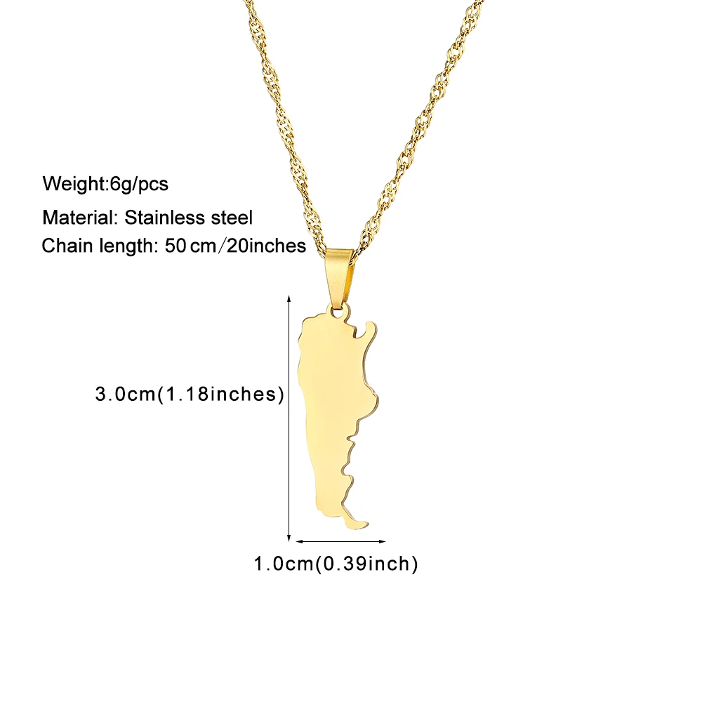 Mode Argentinien Karte Stadt Anhänger Halskette Edelstahl Männer Frauen Gold Farbe Ethnische Karten Schmuck Geschenk – Detail 7