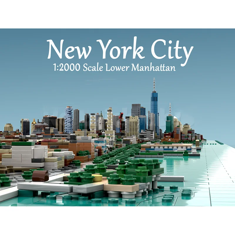 City City Street View Moc Building Blocks Manhattan inferiore - New York Bricks Modello Assemblaggio fai da te Costruzione Giocattolo Regali di festa