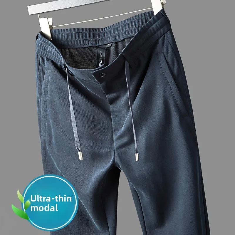 

Ультратонкие мужские повседневные брюки из модала и ледяного шелка, свободные, прямые, немнущиеся, не требующие глажки, 2024, спортивные, летние, тонкие, хлопковые, модные