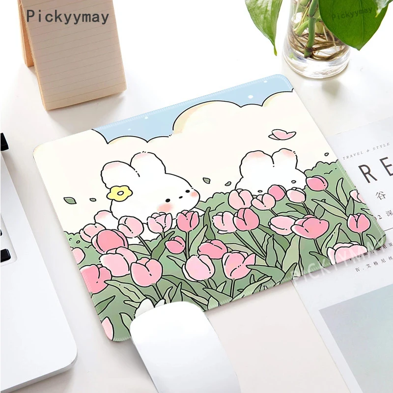 Kawaii Anime Small Mouse Pad Desktop Cute Green Plant Mousepad Non-slip Laptop Desk Mat Gaming Accessories Cartoon Rug Gifts