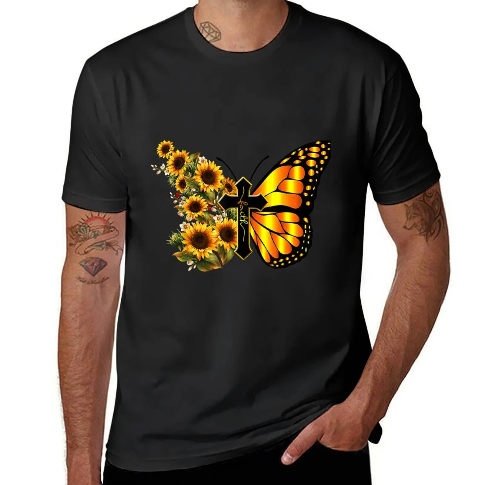 

Vintage Faith Cross Sunflower T-Shirt graphic tee shirt heavyweights funny costumes mens graphic t-shirts pack
