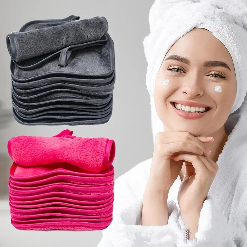 2PCS 16cm Square Makeup Remover Cloth, Makeup Towels Face Washcloth, Makeup Remover Pads Reusable Washable Skincare Beauty Tools