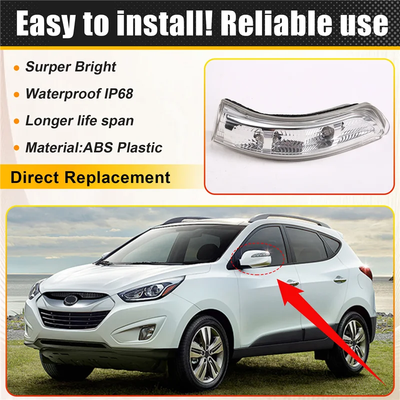 

WO-For Hyundai Sonata 2008-2010 Tucson 2009 - 2014 Car Outside Rearview Door Side Mirror Turn Signal Light Lamp