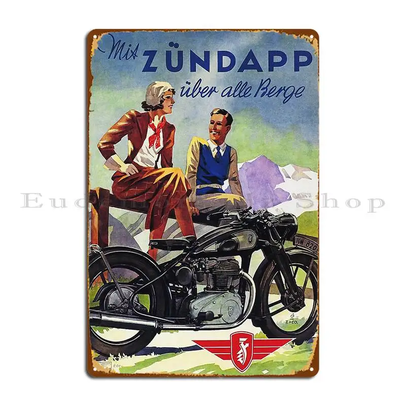 Zundapp 산간 오토바이 빈티지 독일 사이클 광고, 금속 사인 플라크, 시네마 제작, 다리미 주석 사인 포스터