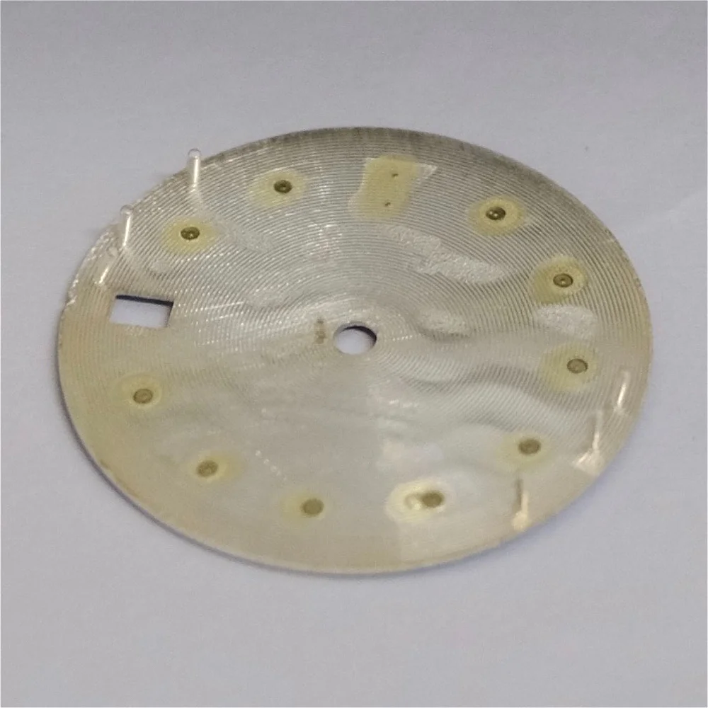 Wave Pattern Dial 28.5mm Watch Dial Gradient Color for NH35/NH36/7S26 Movement Parts with Green Luminous Single Calendar