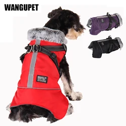 Pet Dog Jacket Winter Thickened Warm Pet Clothes Big Dog Coat With Harness French Bulldog Waterproof Outfits Small Dog Chihuahua