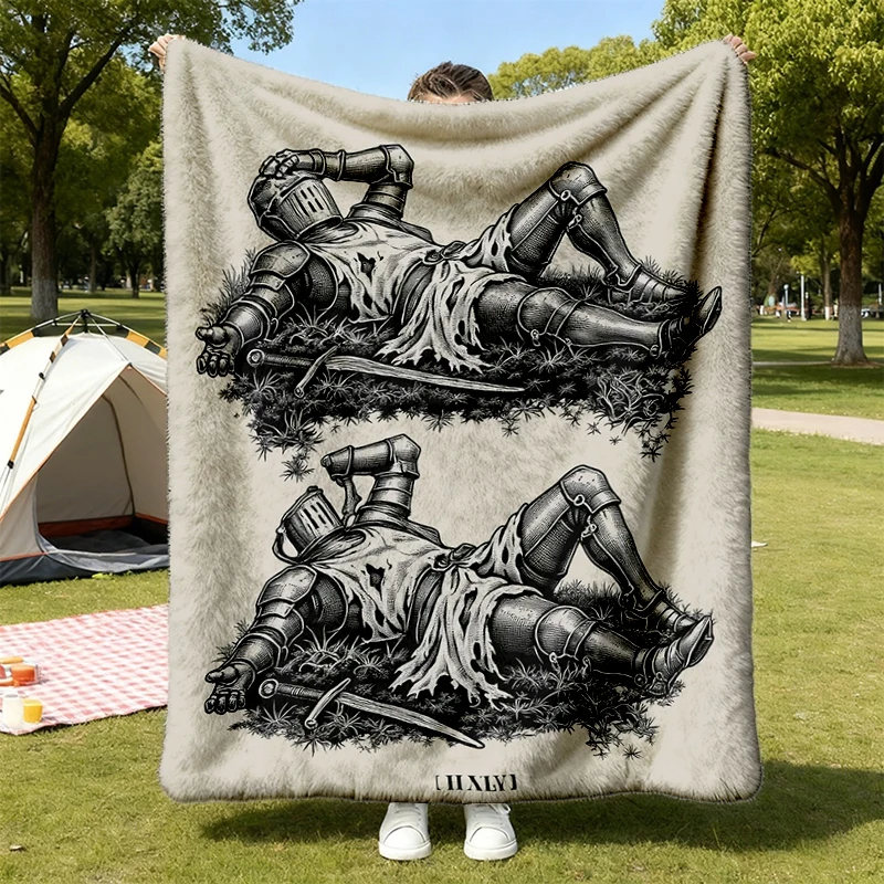 Diva Down Comfy Blanket, Funny Knight Meme Flannel Blanket, Medieval Renaissance Faire Graphic Flannel Throw