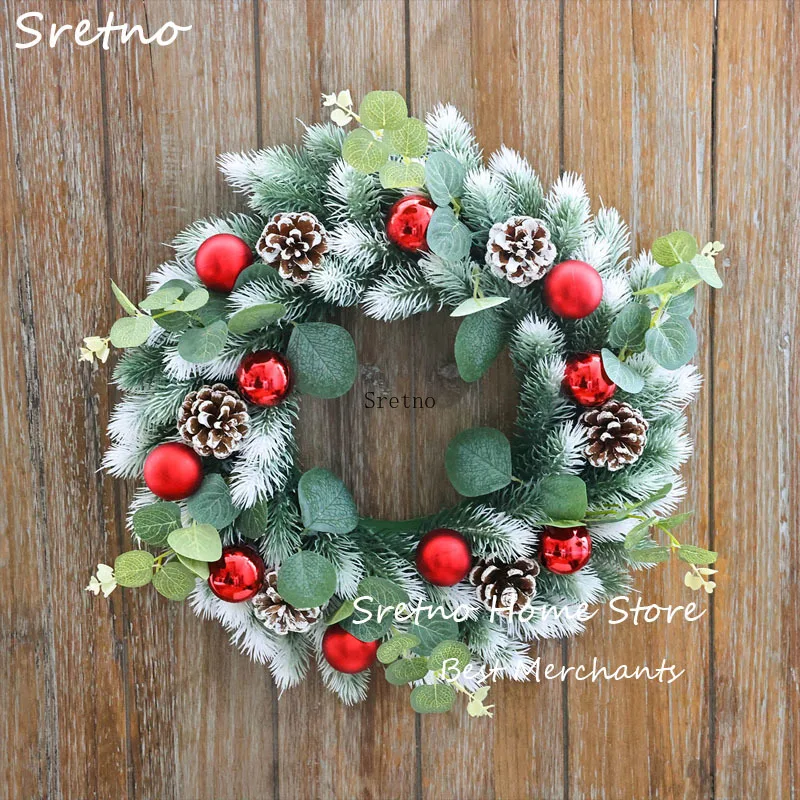 

SRETNO Christmas Decorations 2025 Home Wreath Artificial Plants 40CM/45cm Door Hanging Scene Home Decoration Christmas Garland