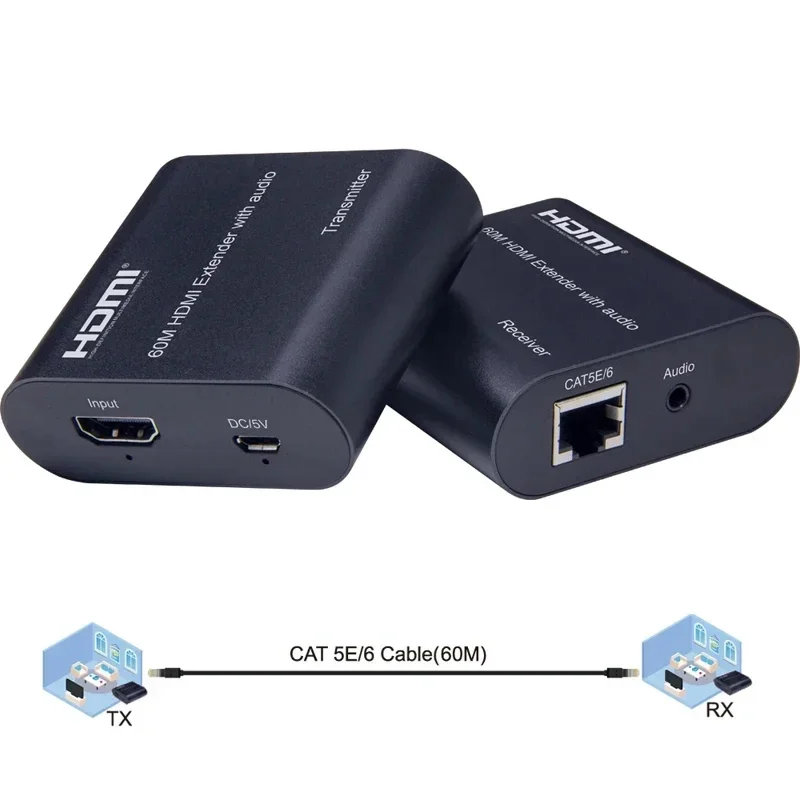 4K 120m HDMI Extender Vs 1080p 60m Audio Video Converter Over Rj45 Cat5e Cat6 Ethernet Cable for PS4 PC Laptop To TV Projector