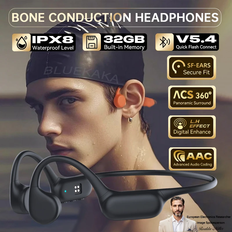 

2025 Новый продукт X20 True Bone Conduction Плавание Спорт Бизнес Наушники IPX8 Водонепроницаемый MP3-плеер 32 ГБ Память Bluetooth 5.4 HIFI Музыкальные наушники с микрофоном Беспроводные гарнитуры