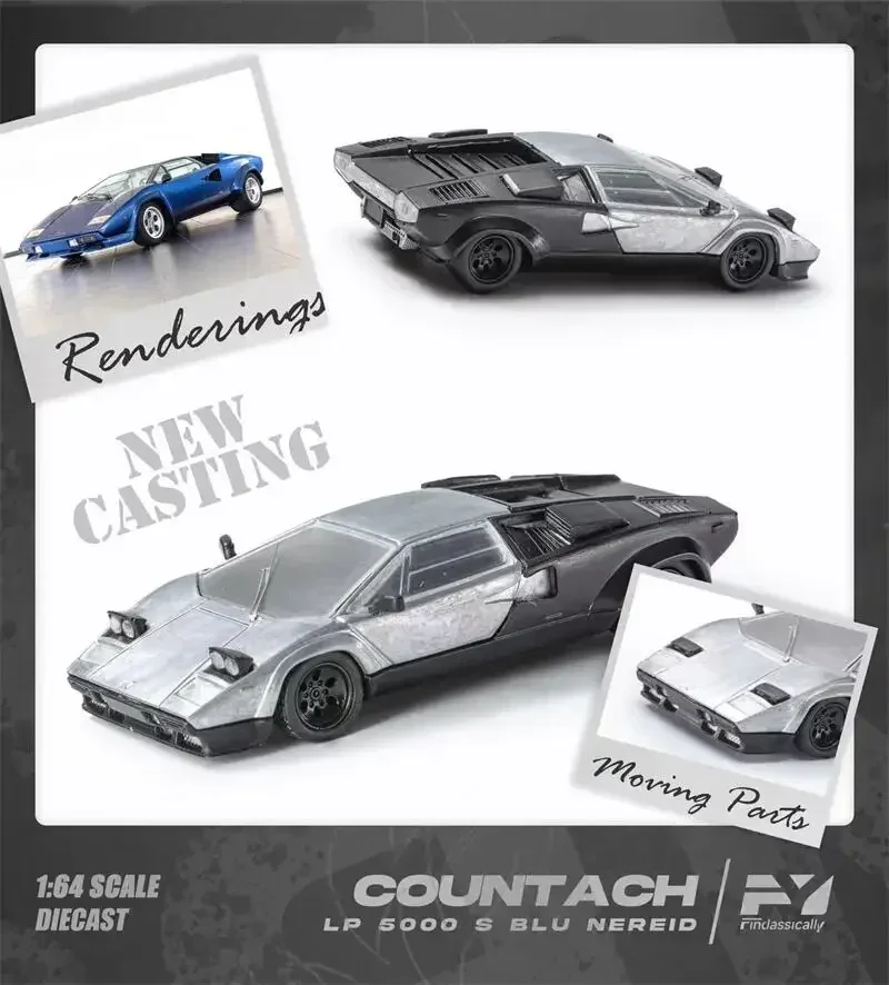 Finclassically 1:64 Countach LP 5000 GRIGIO ESTOQUE limited799 Diecast Model Car