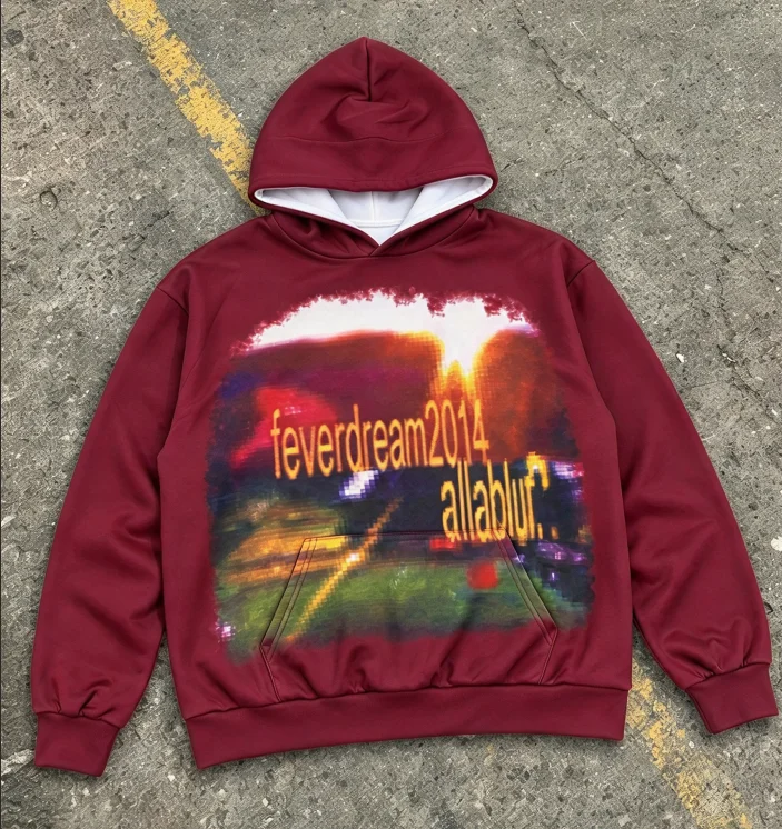 2026 New Retro Pattern Printed Hoodie Oversized Long Sleeve Hoodie Loose Casual Street Wear Hoodie Sportswear