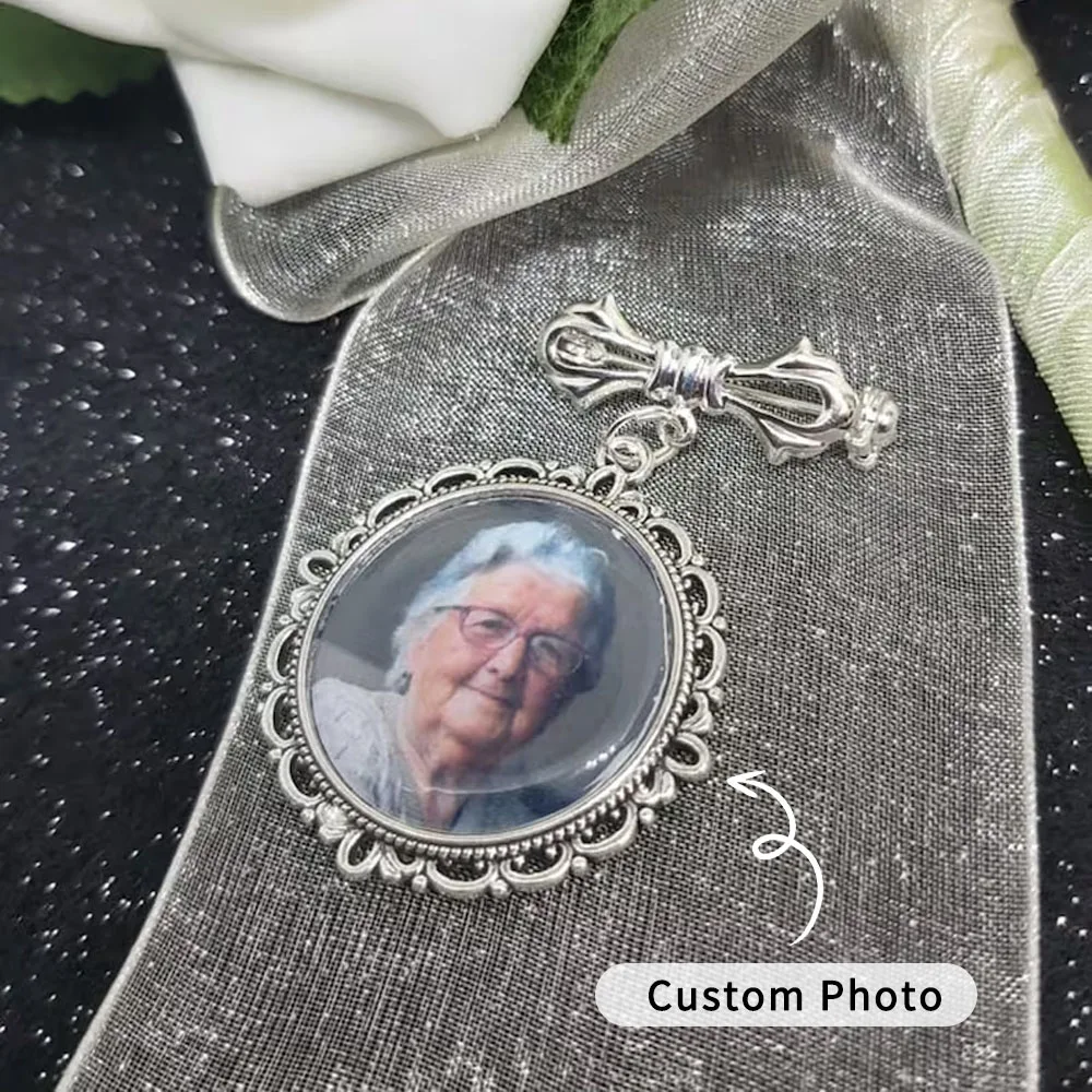 Custom Wedding Boutonniere Pin, Custom Memorial Photo Pin, Bridal Bouquet Charm, Wedding Memorial Charm, Groom Gift, Lapel Pin