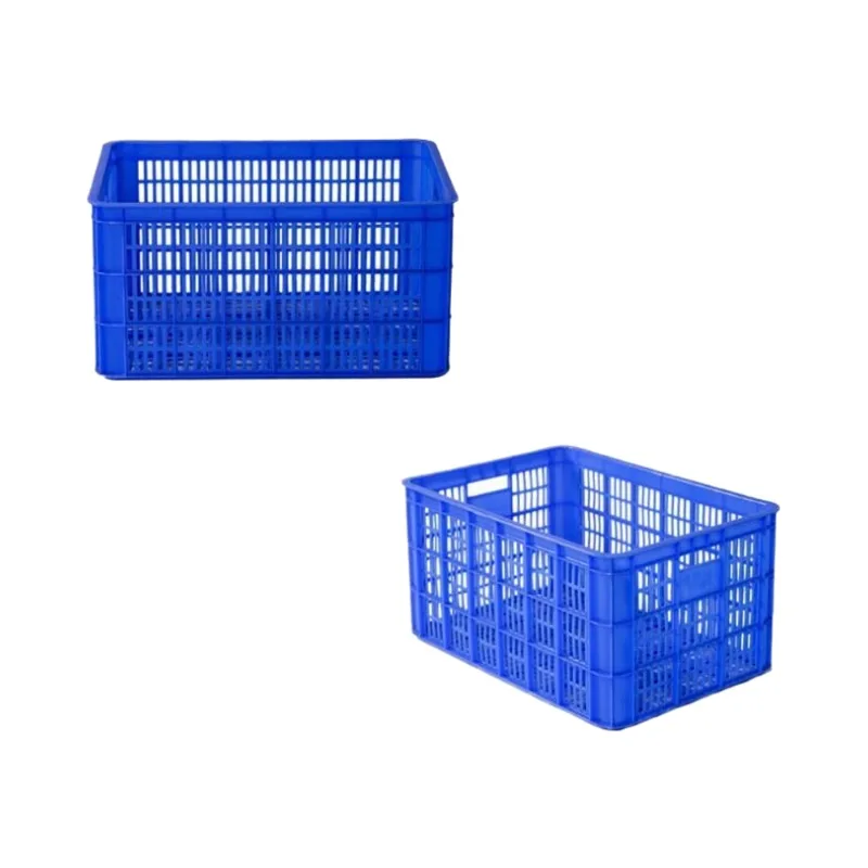 Recyclable stacking and nesting mesh plastic crates for vegetable storage