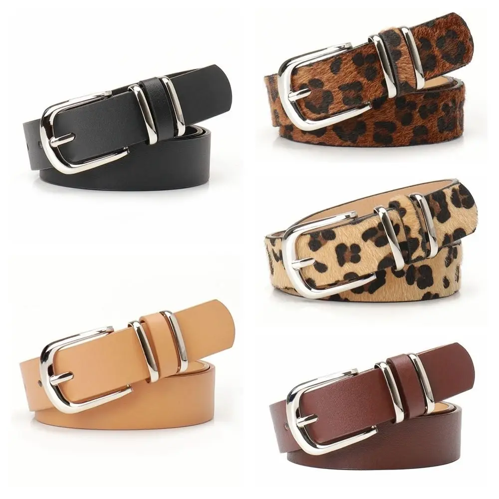 

1 Pc Y2K Hip-hop Leopard Print Belt Metal Buckle PU Leather Waist Belt Plush Waistband Dress Decoration
