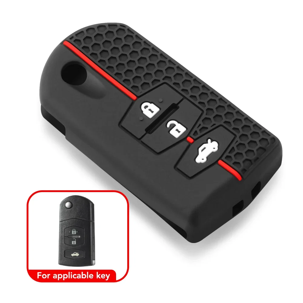 2 3 Buttons Silicone Key Holder For Mazda 2 3 5 6 CX7 CX9 RX8 MX5 MPV Demio Car Key Cover Case Remote Shell Fob Bag Protector