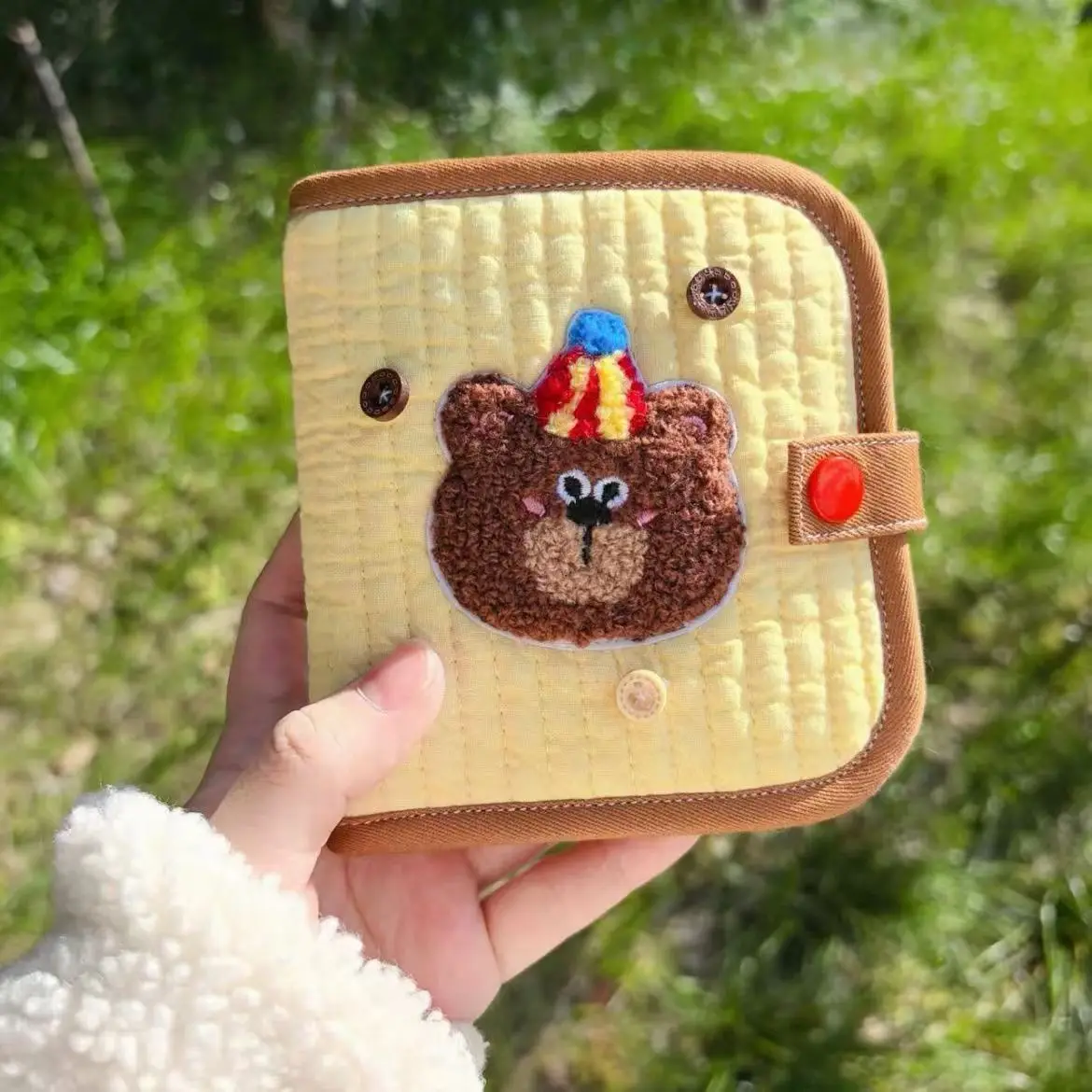 Soft Multifunctional Change Storage Canvas Card Case Cute Three-dimensional Bear Bag