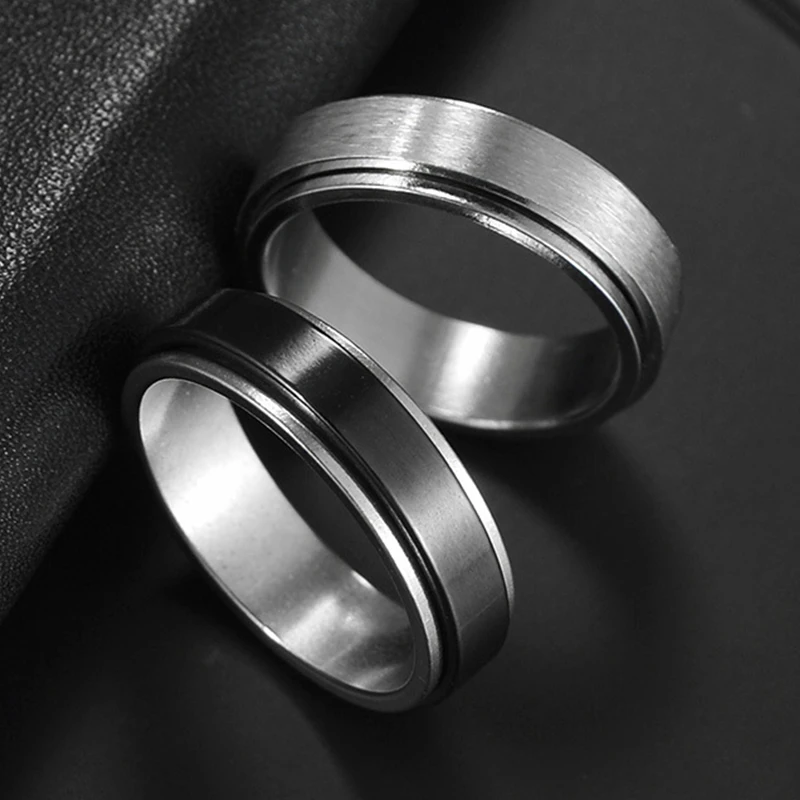 

Customizable 6mm Spinner Ring for Men Stress Release Accessory Classic Stainless Steel Wedding Band Casual Sport Jewelry