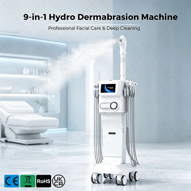9 in 1 Facial Hydro Dermabrasion Machine Hot Cold Steamer 7 Inch Touch Screen Skin Care Equipment For Spa Beauty Center Commerci